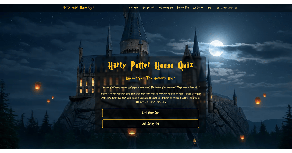 Harry Potter House Quiz | Free Hogwarts Sorting Hat Test